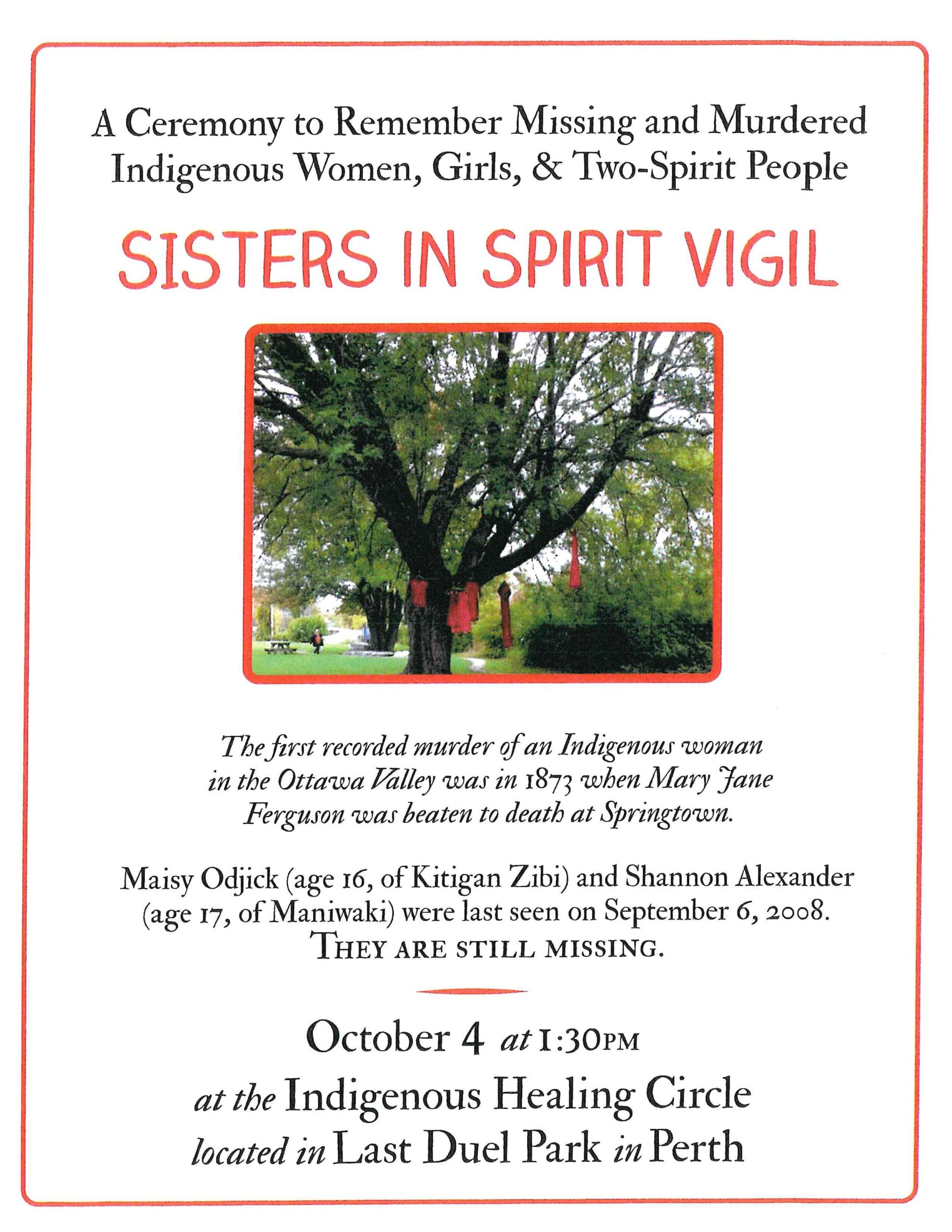 Sisters in Spirit Vigil 2026 poster